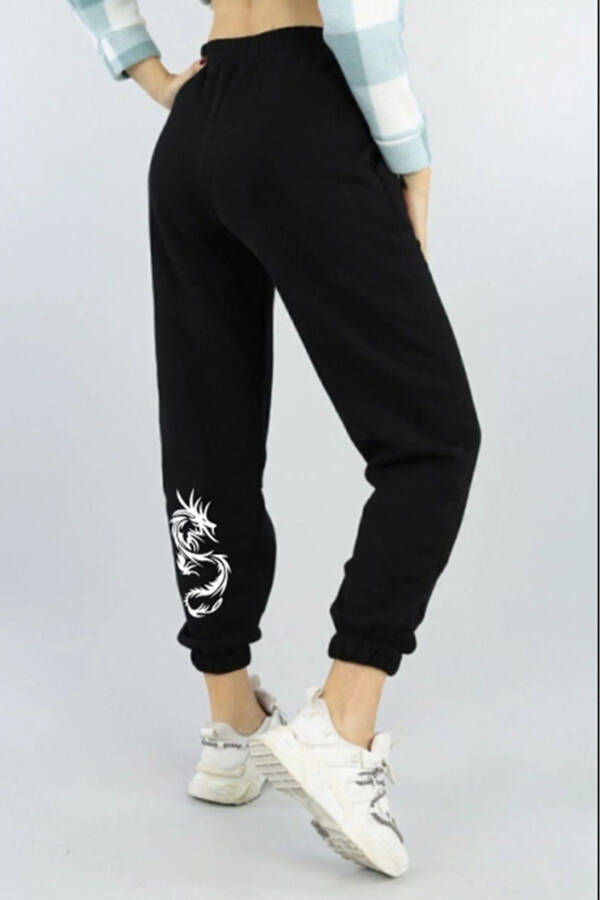 EJDERHAA Women's Black High Waist Jogger Sweatpants - 1