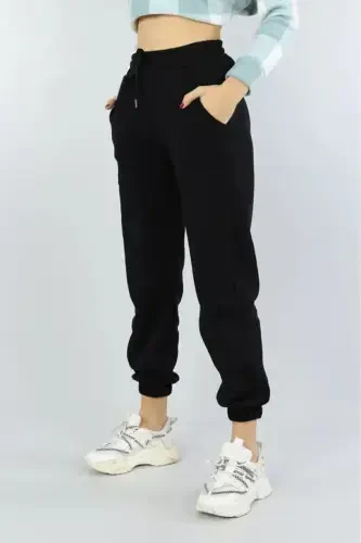 EJDERHAA Women's Black High Waist Jogger Sweatpants - 3