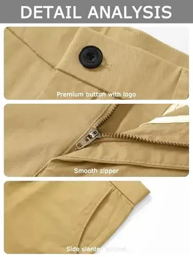 Plaid&Plain Men’s Slim Fit Khaki Pants Men’s Tapered Chino Pants - 5