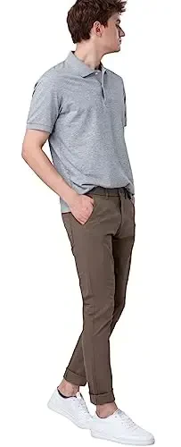 Plaid&Plain Men's Skinny Stretchy Khaki Pants Colored Pants Slim Fit Slacks Tapered Trousers - 3
