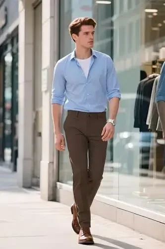 Plaid&Plain Men's Dress Pants Slim Fit Stretch Khaki Pants Wrinkle Free - 6