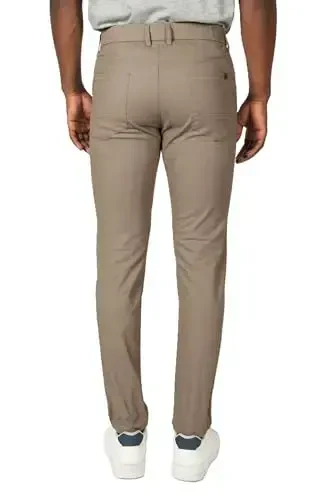 Plaid&Plain Men's Skinny Stretchy Khaki Pants Colored Pants Slim Fit Slacks Tapered Trousers - 4