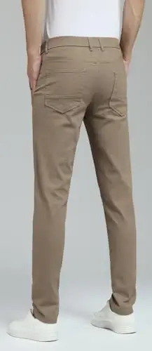 Plaid&Plain Men's Skinny Stretchy Khaki Pants Colored Pants Slim Fit Slacks Tapered Trousers - 2