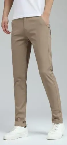 Plaid&Plain Men's Skinny Stretchy Khaki Pants Colored Pants Slim Fit Slacks Tapered Trousers - 3