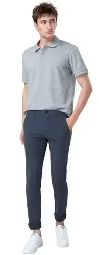Plaid&Plain Men's Skinny Stretchy Khaki Pants Colored Pants Slim Fit Slacks Tapered Trousers - 4