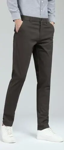 Plaid&Plain Men's Skinny Stretchy Khaki Pants Colored Pants Slim Fit Slacks Tapered Trousers - 2