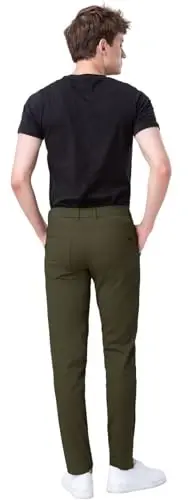 Plaid&Plain Men's Skinny Stretchy Khaki Pants Colored Pants Slim Fit Slacks Tapered Trousers - 2