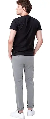 Plaid&Plain Men’s Slim Fit Khaki Pants Men’s Tapered Chino Pants - 2