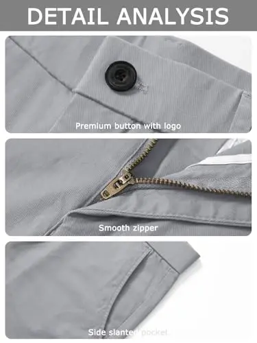 Plaid&Plain Men’s Slim Fit Khaki Pants Men’s Tapered Chino Pants - 5