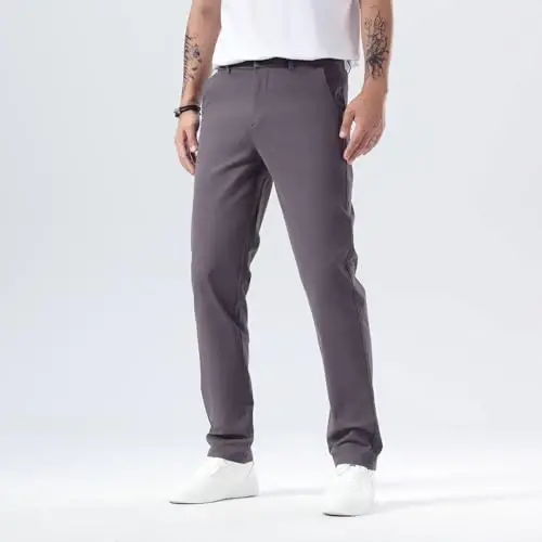 Plaid&Plain Men’s Slim Fit Khaki Pants Men’s Tapered Chino Pants - 3