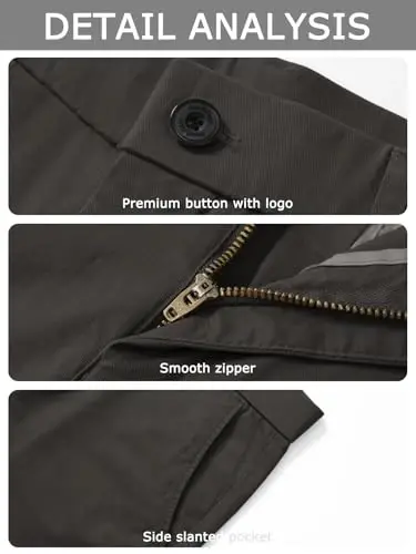 Plaid&Plain Men’s Slim Fit Khaki Pants Men’s Tapered Chino Pants - 5