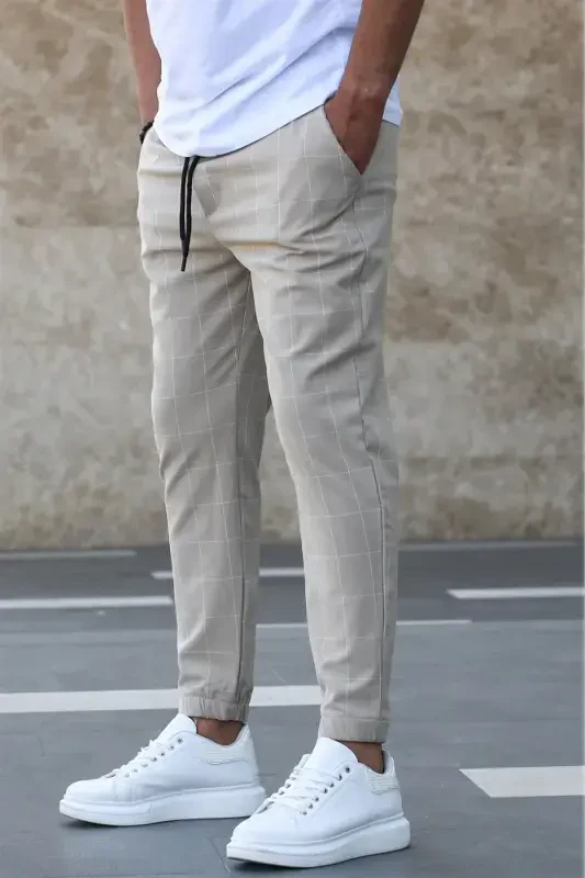 Ekoseli Bej Jogger Mad4081-Krem - 4