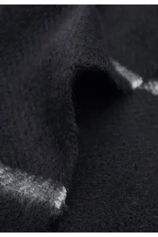 Ekoseli ingichka chiziqli sharf - qora ekoseli - 3