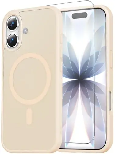 Ekran himoya oynali Temdan iPhone 17 Case, Magsafe bilan mos, sarg‘ayishga qarshi, harbiy darajadagi himoya, zarbga chidamli yupqa magnit telefon g‘ilofi, Titanium Gray 