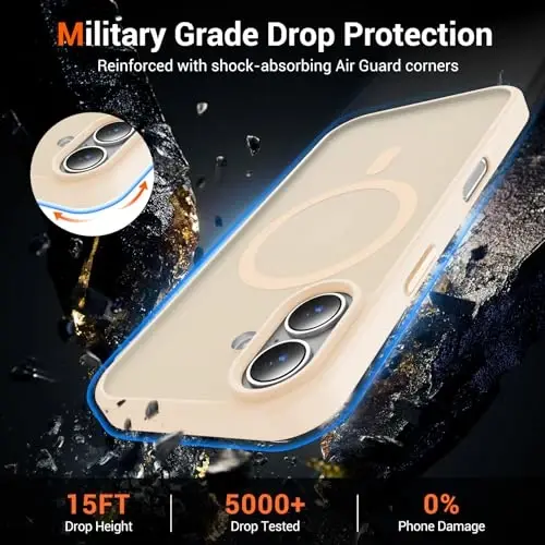 Ekran himoya oynali Temdan iPhone 17 Case, Magsafe bilan mos, sarg‘ayishga qarshi, harbiy darajadagi himoya, zarbga chidamli yupqa magnit telefon g‘ilofi, Titanium Gray - 4