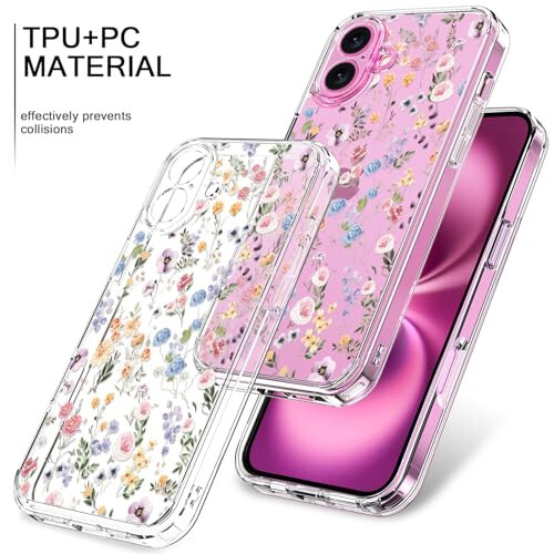 Ekran himoyasi va yaxshilangan kamera muhofazasi bilan iPhone 16 учун bicol, Qizlar va ayollar uchun zamonaviy dizaynlari bilan kristalda toza qopqoqli, yupqa mos himoyalovchi telefon qopqog'i 6,1” Blooming Wildflower - 3