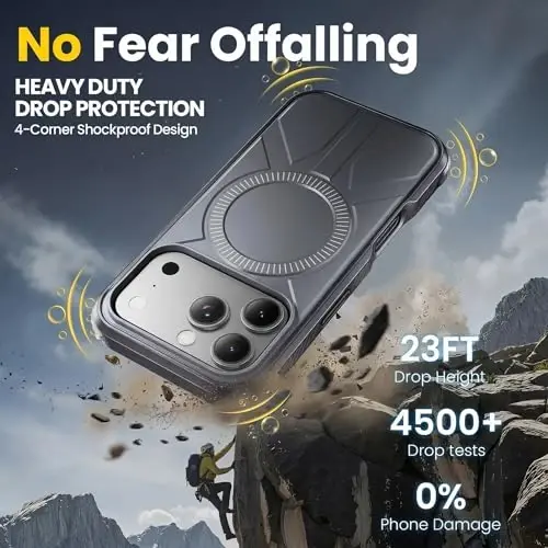3 in 1 for Heavy Duty iPhone 17 Pro Max Case with Screen Protector & Camera Lens Protector ,7X Military-Grade Drop Protection ,Fits MagSafe ,Rugged & Slim shockproof Case for iPhone 17 Pro Max ,Black - TIGOWOS (1)