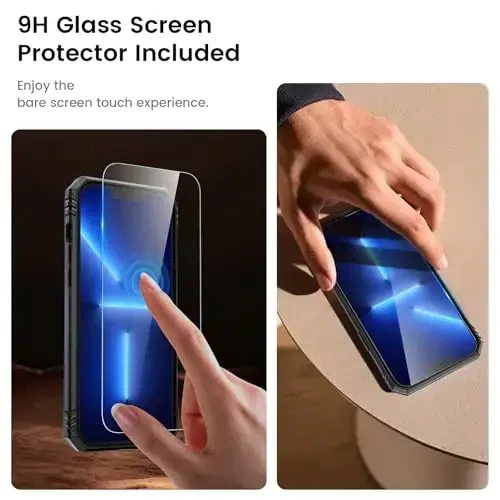 Goton Compatible for iPhone 13 Pro Max Case with Screen Protector - Slide Camera Protective Phone Cover with Ring Stand, Heavy Duty Shockproof Rugged Bumper for 13 ProMax Accessories Blue - 4