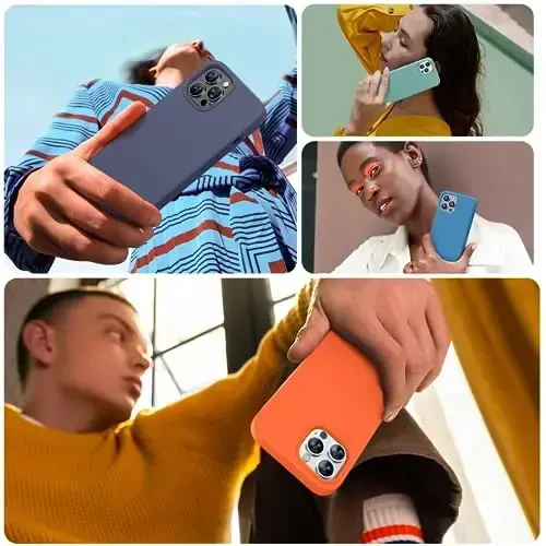 Miracase Designed for iPhone 13 Pro Max Case with Screen Protector,[Soft Anti-Scratch Microfiber Lining],Shockproof Liquid Silicone Rubber Phone Case Cover 6.7 inch, Orange - 4