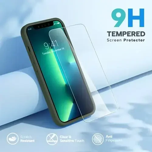 Miracase Designed for iPhone 13 Pro Max Case with Screen Protector,[Soft Anti-Scratch Microfiber Lining],Shockproof Liquid Silicone Rubber Phone Case Cover 6.7 inch, Dark Green - 4