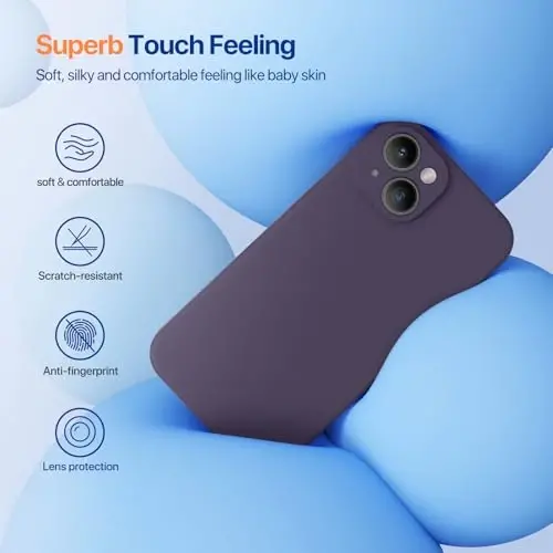 Miracase Designed for iPhone 14 Case with Screen Protector,[Upgraded Enhanced Camera Protection],Shockproof Liquid Silicone Case with Microfiber Lining, 6.1 inch,Dark Purple - 2