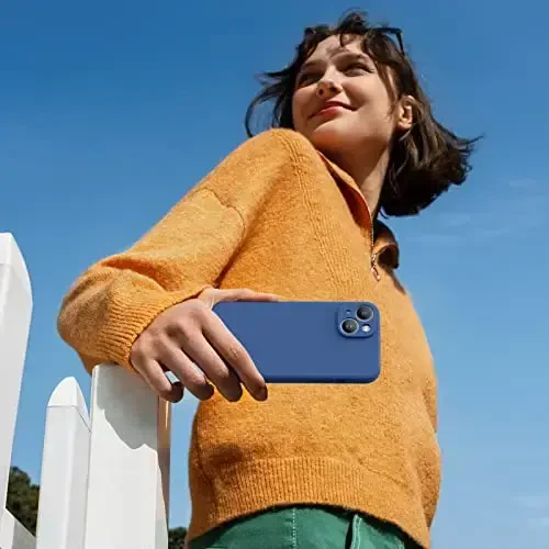 Miracase Designed for iPhone 14 Case with Screen Protector,[Upgraded Enhanced Camera Protection],Shockproof Liquid Silicone Case with Microfiber Lining, 6.1 inch,Glass Blue - 6