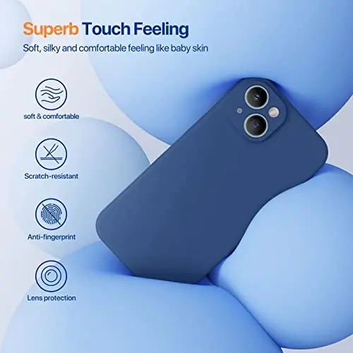 Miracase Designed for iPhone 14 Case with Screen Protector,[Upgraded Enhanced Camera Protection],Shockproof Liquid Silicone Case with Microfiber Lining, 6.1 inch,Glass Blue - 2