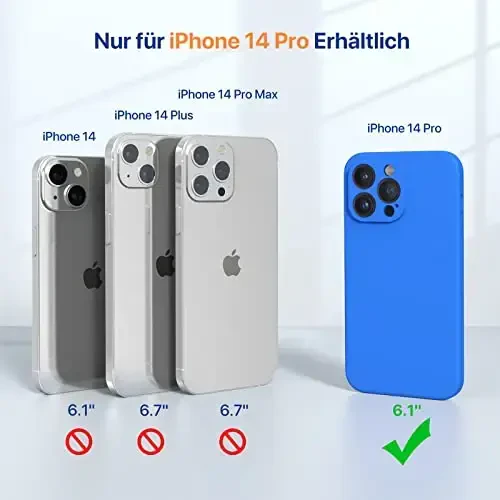 Miracase Designed for iPhone 14 Pro Case with Screen Protector, [Upgraded Camera Protection], Shockproof Liquid Silicone Rubber Phone Case Cover for 14 Pro 6.1 inch, Mediterranean Blue - 2