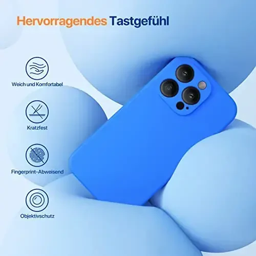 Miracase Designed for iPhone 14 Pro Case with Screen Protector, [Upgraded Camera Protection], Shockproof Liquid Silicone Rubber Phone Case Cover for 14 Pro 6.1 inch, Mediterranean Blue - 4