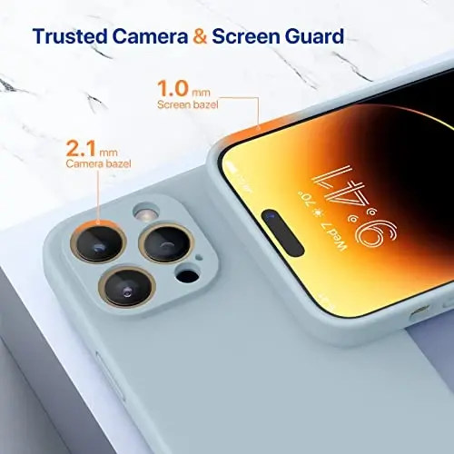 Miracase Designed for iPhone 14 Pro Max Phone Case with Screen Protector,[Upgraded Enhanced Camera Protection],Shockproof Liquid Silicone Case with Microfiber Lining,6.7 inch, Light Green - 5