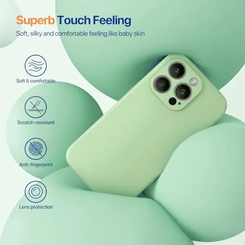 Miracase Designed for iPhone 14 Pro Max Phone Case with Screen Protector,[Upgraded Enhanced Camera Protection],Shockproof Liquid Silicone Case with Microfiber Lining,6.7 inch, Matcha Green - MIRACASE (1)