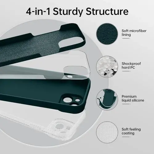 Magnetic for iPhone 15 Case with Screen Protector - Wireless Charging Compatible - Upgraded Camera Protection - Silicone Shockproof Protective Phone Case for iPhone 15 6.1