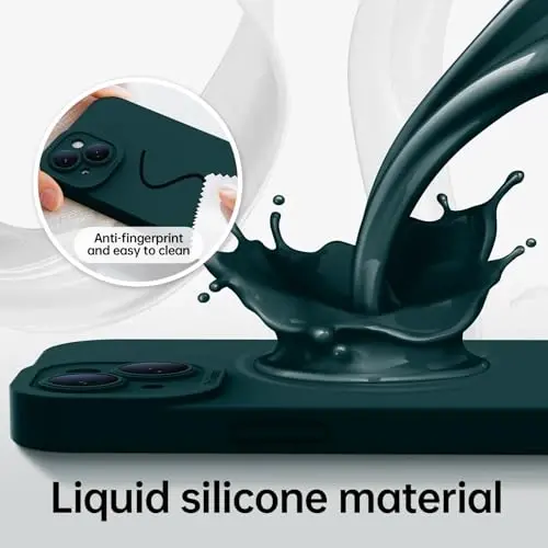 Magnetic for iPhone 15 Case with Screen Protector - Wireless Charging Compatible - Upgraded Camera Protection - Silicone Shockproof Protective Phone Case for iPhone 15 6.1