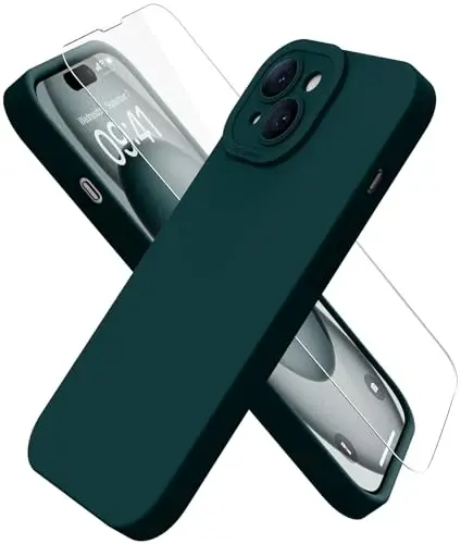 Magnetic for iPhone 15 Case with Screen Protector - Wireless Charging Compatible - Upgraded Camera Protection - Silicone Shockproof Protective Phone Case for iPhone 15 6.1