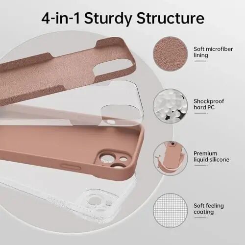 Magnetic for iPhone 15 Case with Screen Protector - Wireless Charging Compatible - Upgraded Camera Protection - Silicone Shockproof Protective Phone Case for iPhone 15 6.1
