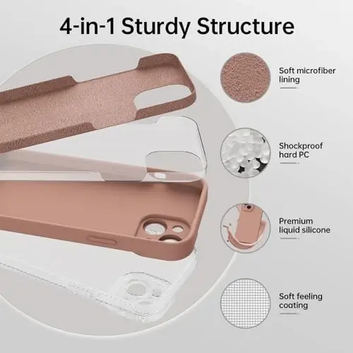 Magnetic for iPhone 15 Case with Screen Protector - Wireless Charging Compatible - Upgraded Camera Protection - Silicone Shockproof Protective Phone Case for iPhone 15 6.1