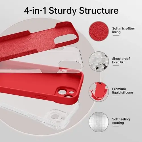 Magnetic for iPhone 15 Case with Screen Protector - Wireless Charging Compatible - Upgraded Camera Protection - Silicone Shockproof Protective Phone Case for iPhone 15 6.1