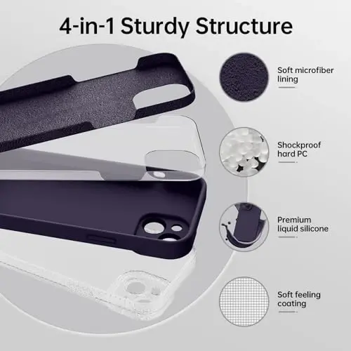 Magnetic for iPhone 15 Case with Screen Protector - Wireless Charging Compatible - Upgraded Camera Protection - Silicone Shockproof Protective Phone Case for iPhone 15 6.1
