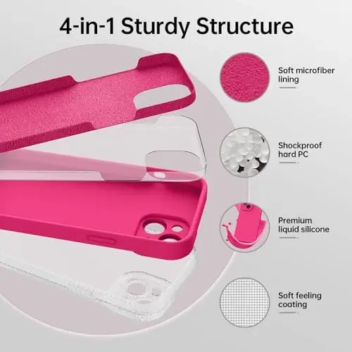 Magnetic for iPhone 15 Case with Screen Protector - Wireless Charging Compatible - Upgraded Camera Protection - Silicone Shockproof Protective Phone Case for iPhone 15 6.1