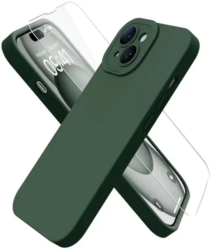 Magnetic for iPhone 15 Case with Screen Protector - Wireless Charging Compatible - Upgraded Camera Protection - Silicone Shockproof Protective Phone Case for iPhone 15 6.1