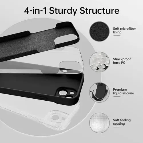 Magnetic for iPhone 15 Case with Screen Protector - Wireless Charging Compatible - Upgraded Camera Protection - Silicone Shockproof Protective Phone Case for iPhone 15 6.1