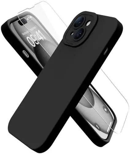 Magnetic for iPhone 15 Case with Screen Protector - Wireless Charging Compatible - Upgraded Camera Protection - Silicone Shockproof Protective Phone Case for iPhone 15 6.1