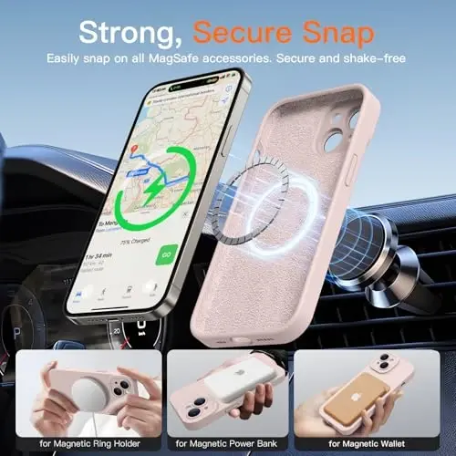 Magnetic for iPhone 15 Case with Screen Protector - Wireless Charging Compatible - Upgraded Camera Protection - Silicone Shockproof Protective Phone Case for iPhone 15 6.1