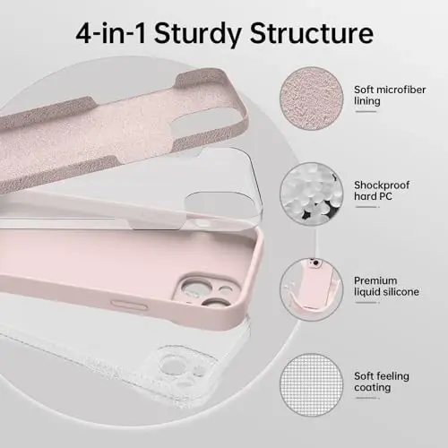 Magnetic for iPhone 15 Case with Screen Protector - Wireless Charging Compatible - Upgraded Camera Protection - Silicone Shockproof Protective Phone Case for iPhone 15 6.1