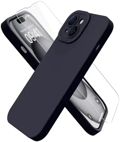 Magnetic for iPhone 15 Case with Screen Protector - Wireless Charging Compatible - Upgraded Camera Protection - Silicone Shockproof Protective Phone Case for iPhone 15 6.1