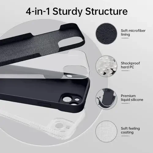 Magnetic for iPhone 15 Case with Screen Protector - Wireless Charging Compatible - Upgraded Camera Protection - Silicone Shockproof Protective Phone Case for iPhone 15 6.1