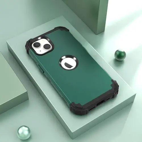 IDweel for iPhone 15 Plus Case with Screen Protector, 3 in 1 Shockproof Slim Fit Hybrid Heavy Duty Hard PC Cover Soft Silicone Bumper Full Body Case (Graphite Green/Black) - IDWEEL (1)