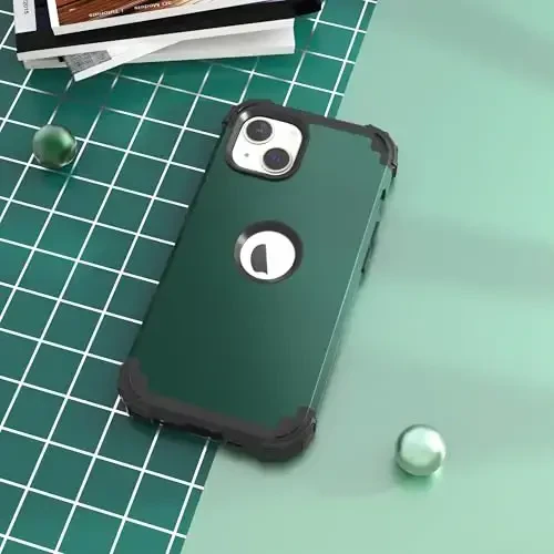 IDweel for iPhone 15 Plus Case with Screen Protector, 3 in 1 Shockproof Slim Fit Hybrid Heavy Duty Hard PC Cover Soft Silicone Bumper Full Body Case (Graphite Green/Black) - 4