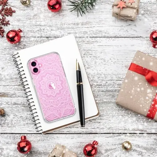 bicol for iPhone 16 Case with Screen Protector, Enhanced Camera Protection, Crystal Acrylic Clear with Fashionable Pattern Designs for Girls Women, Slim Fit Protective Phone Cover 6.1