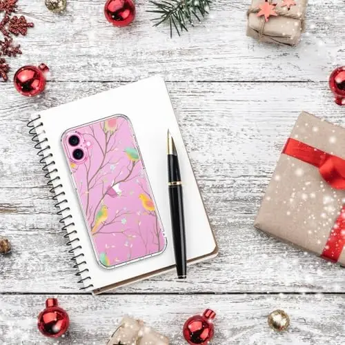 bicol for iPhone 16 Plus Case with Screen Protector, Enhanced Camera Protection, Crystal Acrylic Clear with Fashionable Pattern Designs for Girls Women, Slim Fit Protective Phone Cover, Coloed Birds - 6